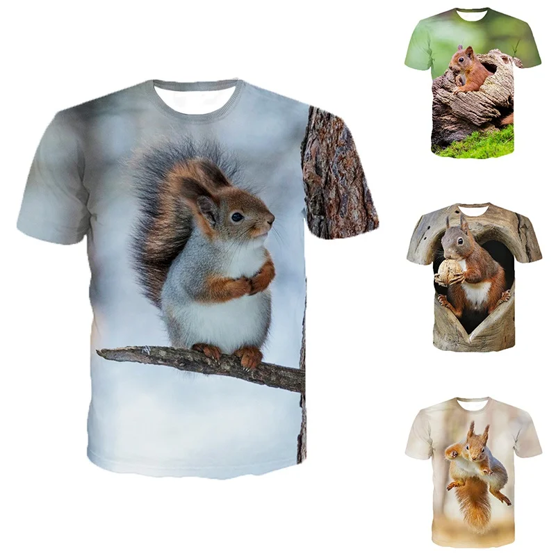 

New Summer Fashion Cool Cute Animal Squirrel 3d Printing Men's Women's Children's Casual Street Sports Breathable Thin Top