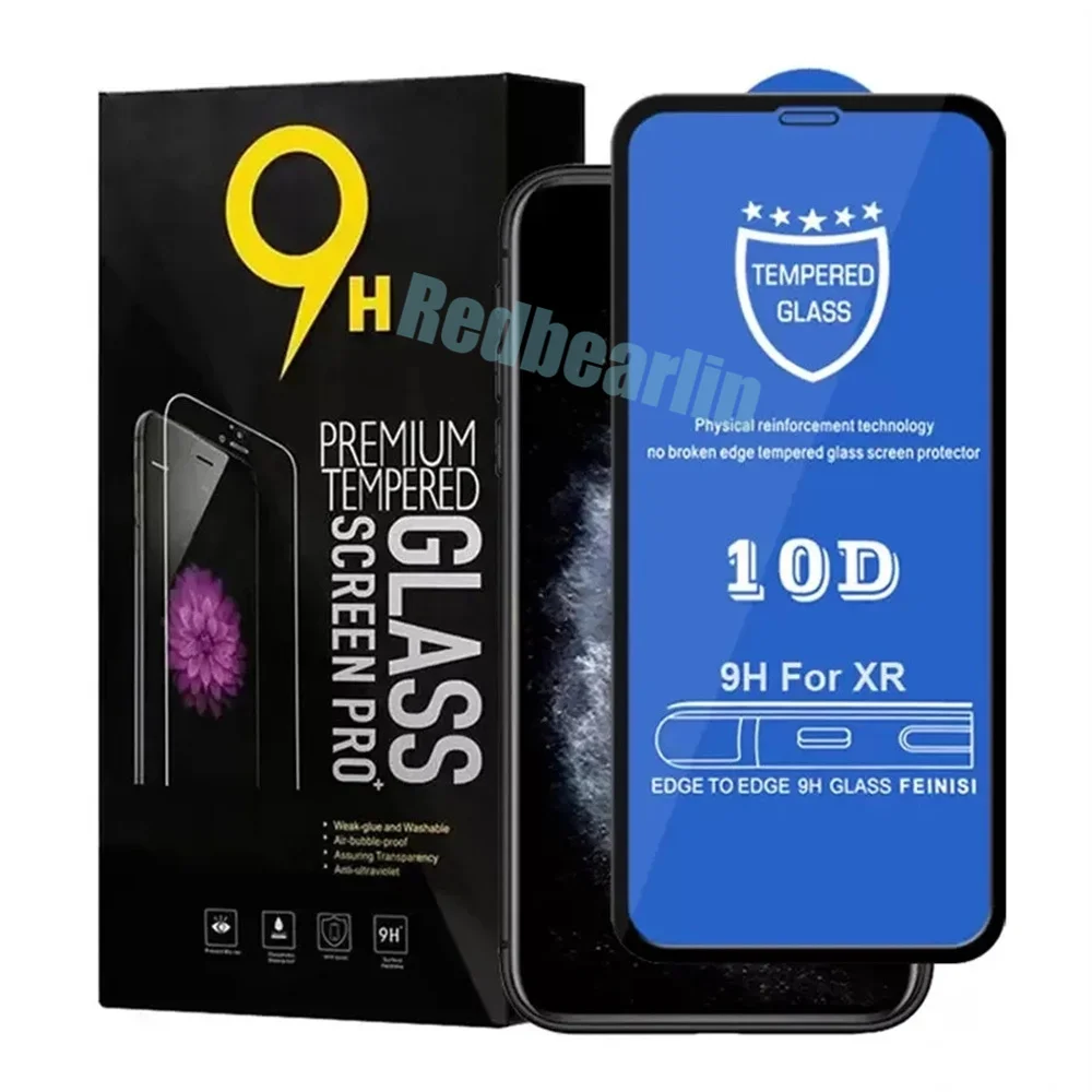 50Pcs 10D Tempered Glass Full Cover 9H Premium Screen Protector Film For iPhone 11 12 13 14 Pro max 6 7 8 plus x xs max