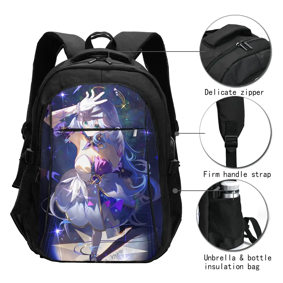 Рюкзак для ноутбука в стиле аниме Honkai Star Rail Robin Travel деловой водонепроницаемый