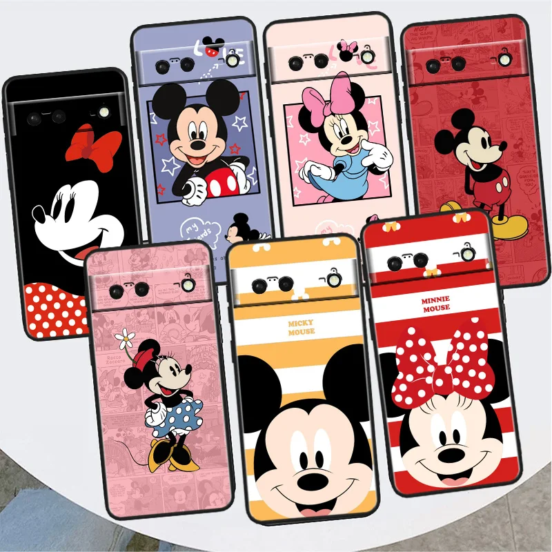 

Cute couple Disney Mickey Shockproof Cover for Google Pixel 7 6a 6 Pro 5 4 4A XL 5G Black Phone Case Shell Soft Fundas Capa