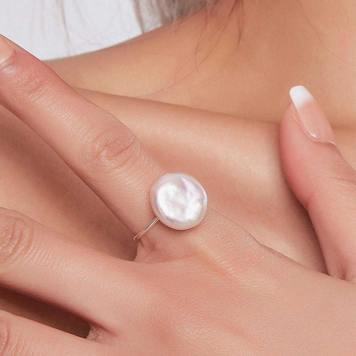 

Женское кольцо с натуральным пресноводным белым жемчугом, 12-13 мм