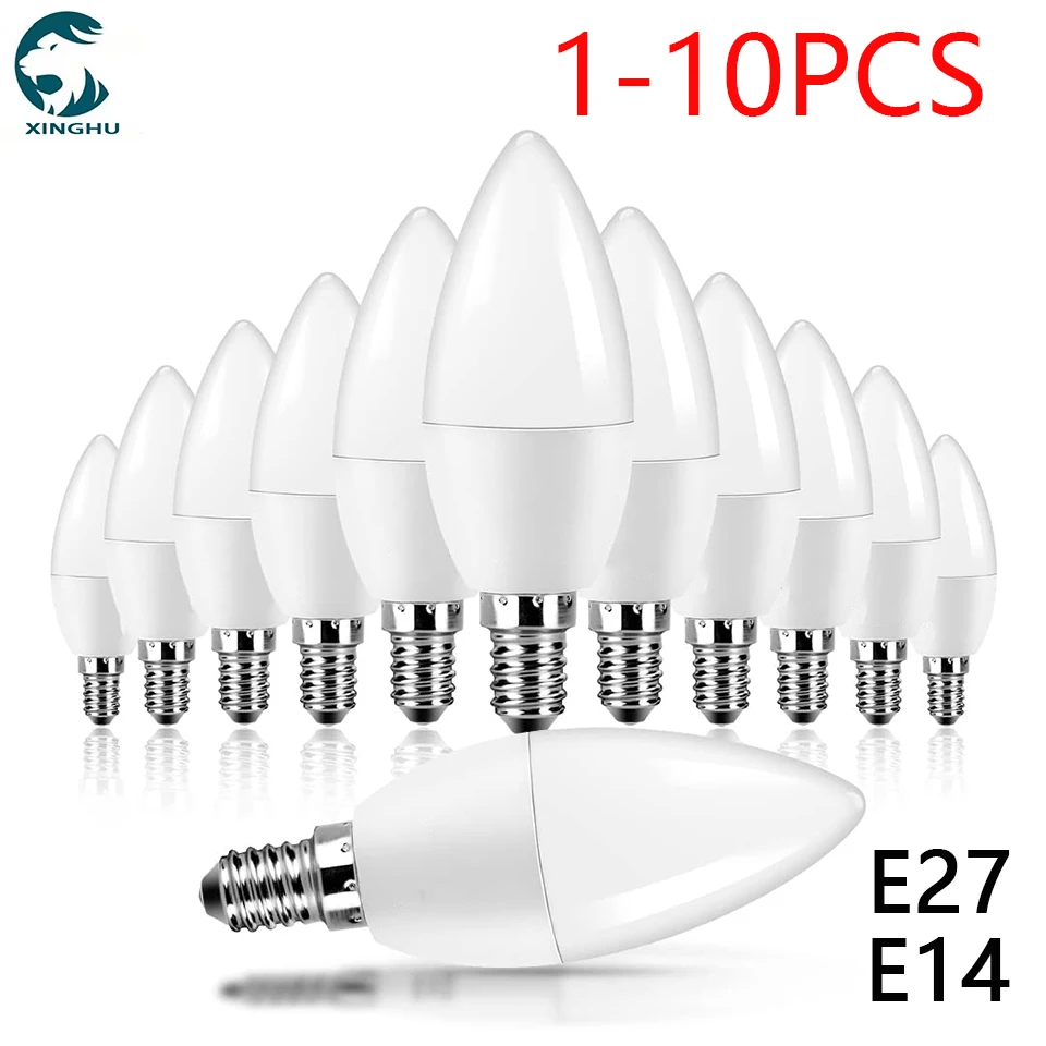 1/3/5/8/10 pcs LED Bulb E14 E27 LED Light Indoor Light 3W 6W 9W 12W AC220V LED Candle Bulb Home Decor Pendant Light Lampada