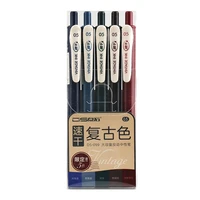 retractable vintage color gel pens set school office stationery refill 0 5mm binder clip soft rubber grip bullet tip retro pens