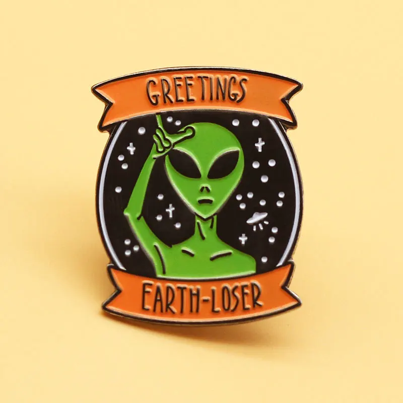 

SALeeee Alien brooch cute cartoon metal badge personalized backpack decoration pin shirt collar pin accessories