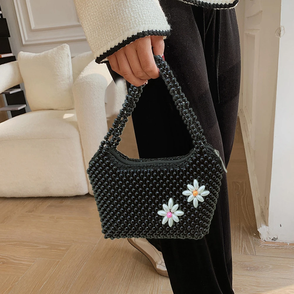 

Fashion Female Bag Handmade Beaded Bag Color Acrylic Beads Portable Wear Bead Bag Shoulder Bag