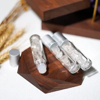 natural roller ball stone refillable liquids glass essential oil perfume bottles irregular clear crystal chips reiki healing