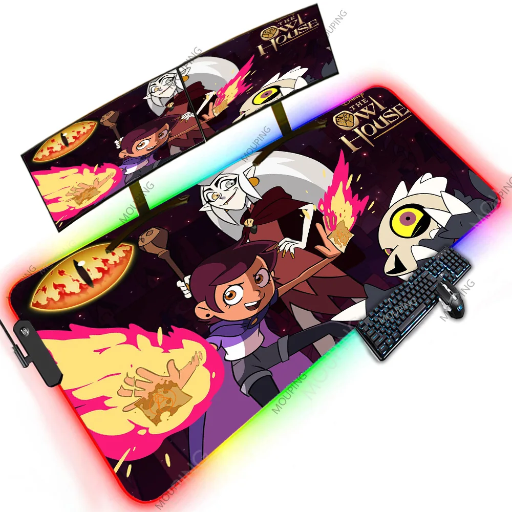 

The Owl House Anime Pc Mouse Pad Desk Mat 1200x600 XXXXL Mechanical Keyboard Led Rgb Pad with Its Print Backlit Work Ultra Large