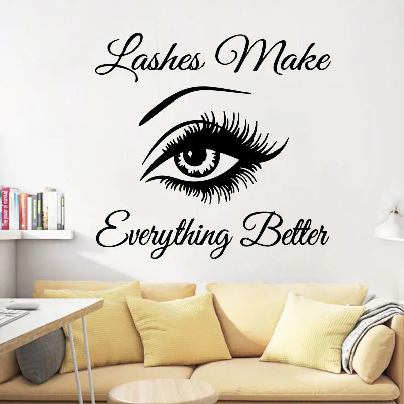

Home Wall Sticker Room Beauty Salon Mural Decoration Waterproof Removable Self Adhesive PVC Vinyl Black DIY Eye