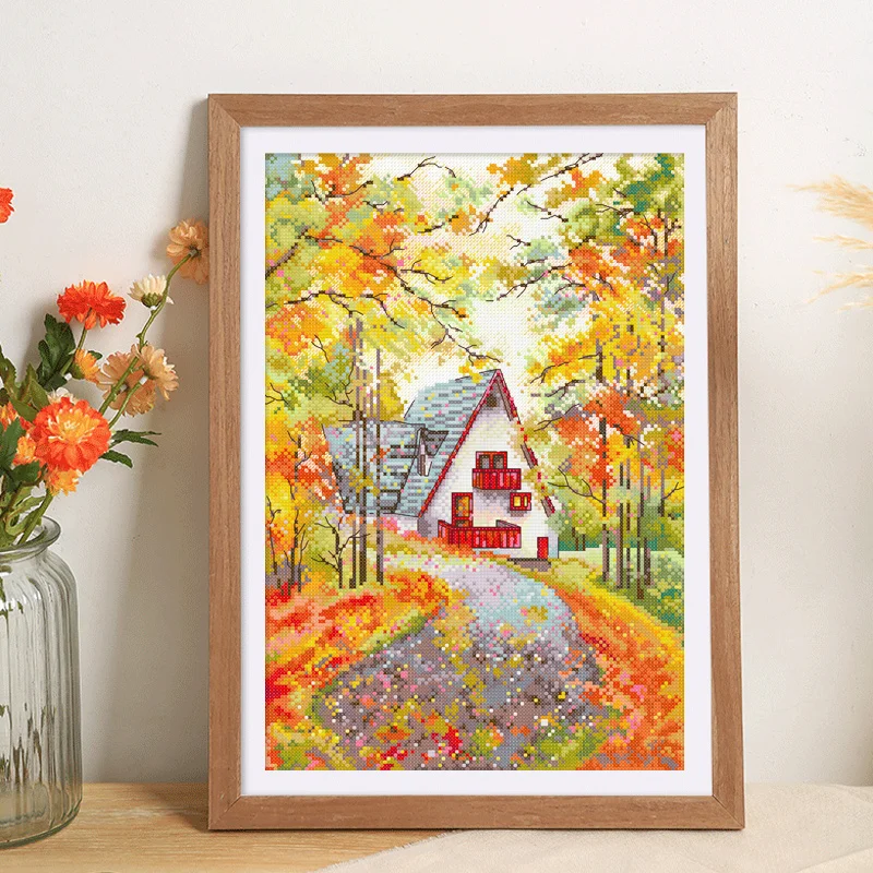 

Cross stitch kits cotton 11CT fabric crafts embroidery Autumn waltz nordic landscape painting home craft diy craft cross-stitch