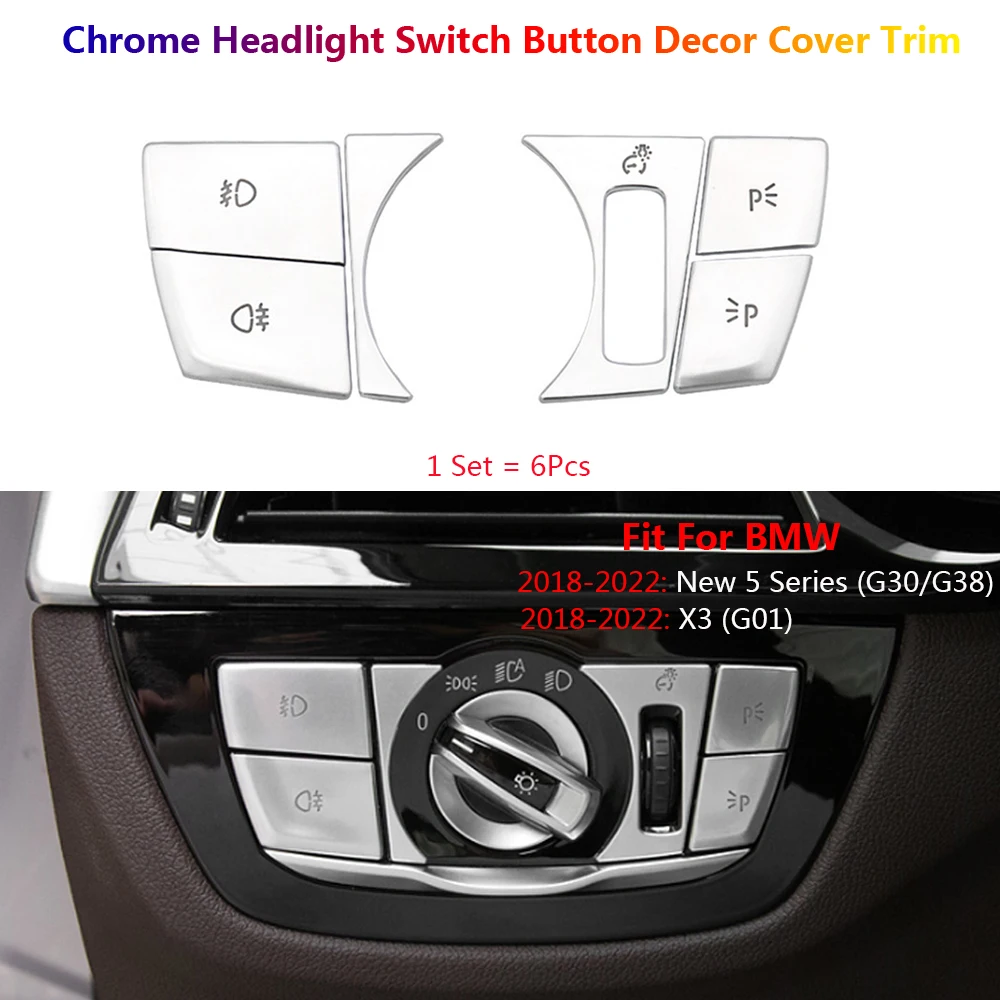 

Хромированная декоративная накладка на автомобильную фару из АБС-пластика, декоративная накладка, наклейки для BMW New 5 Series G30 X3 2018-2022, интерье...