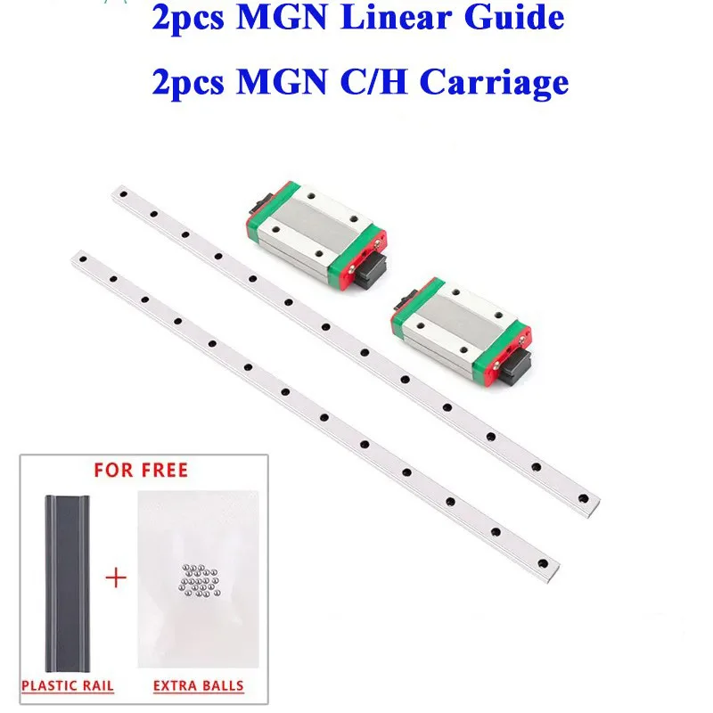 

2 шт. MGN7 MGN9 MGN12 MGN15 L от 100 мм до 1000 мм миниатюрные линейные направляющие + 2 шт. каретка MGN для 3D-принтера