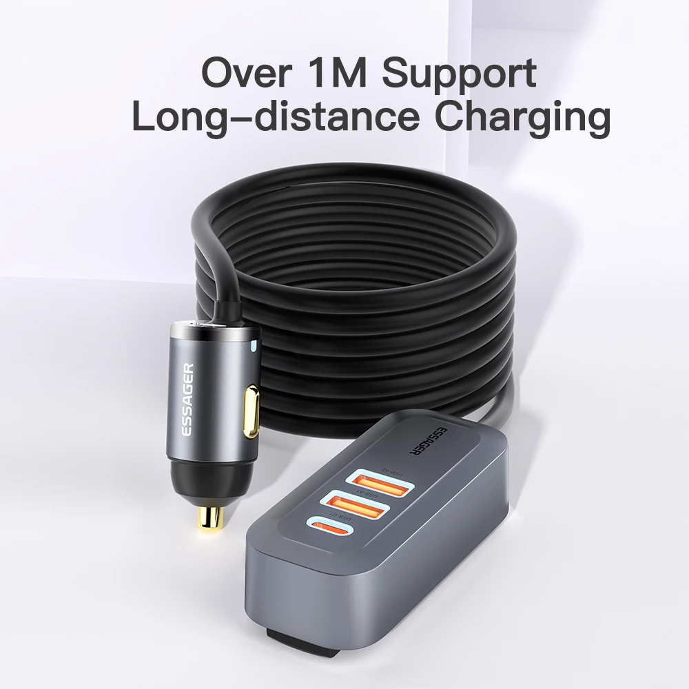 Essager 100W USB Car Charger Fast Charge Type C PD For iPhone 13 12 Xiaomi Samsung Portable USB Phone Charger Quick Charging