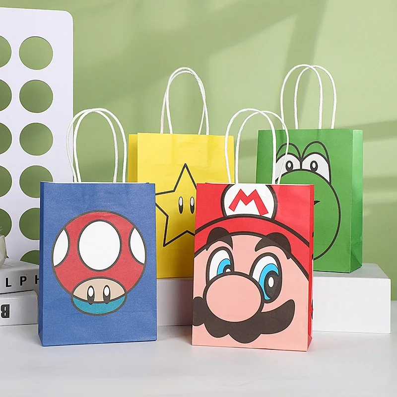 

Подарочный пакет Super Mario, Мультяшные бумажные пакеты из крафт-бумаги, Детские аксессуары для украшения на день рождения, праздничный подарок, аксессуары
