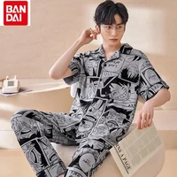 bandai one piece japanese anime pajama pants spring and autumn male pure cotton large size thin cartoon casual homewear set