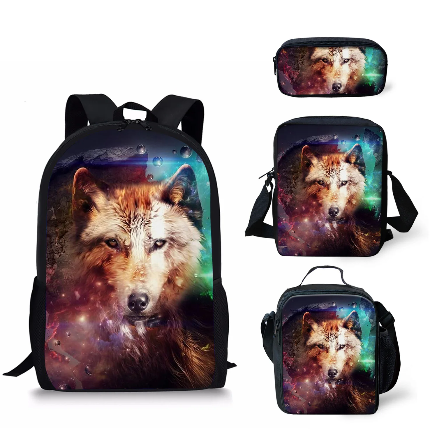 Школьные рюкзаки с принтом звездного волка, сумка для карандашей, сумка через плечо и для обеда, персонализированный Детский рюкзак, рюкзак ...