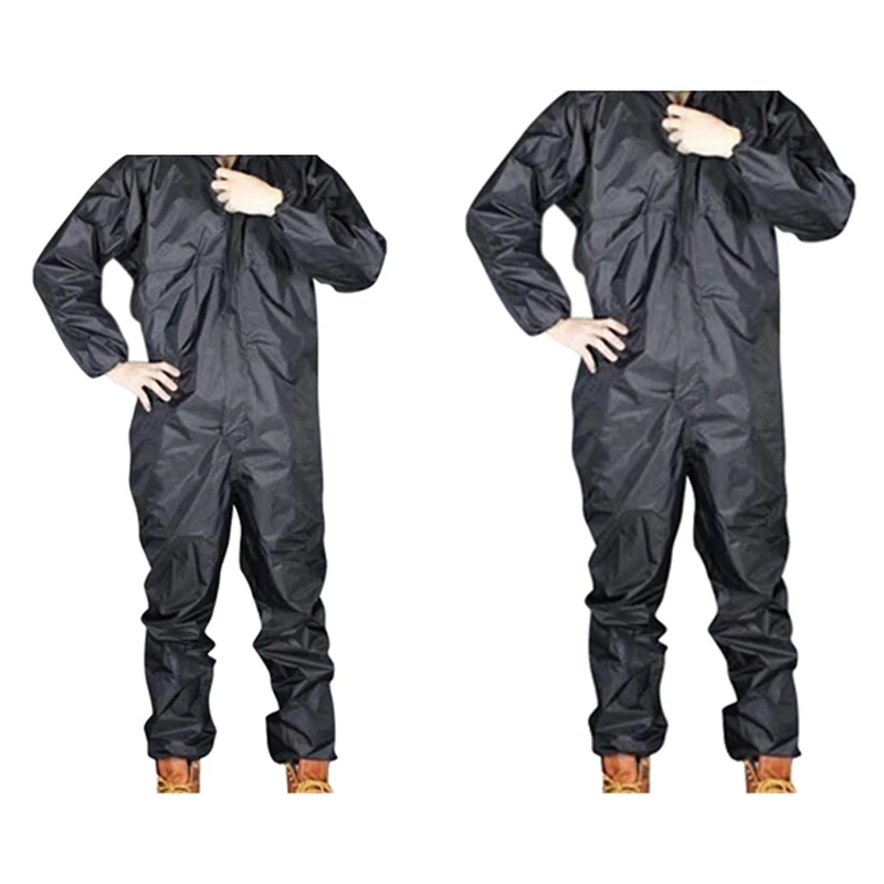 

2 Pcs Fashion Motorcycle Raincoat /Conjoined Raincoat/Overalls Men and Women Fission Rain Suit Rain Coat Black, L & XL