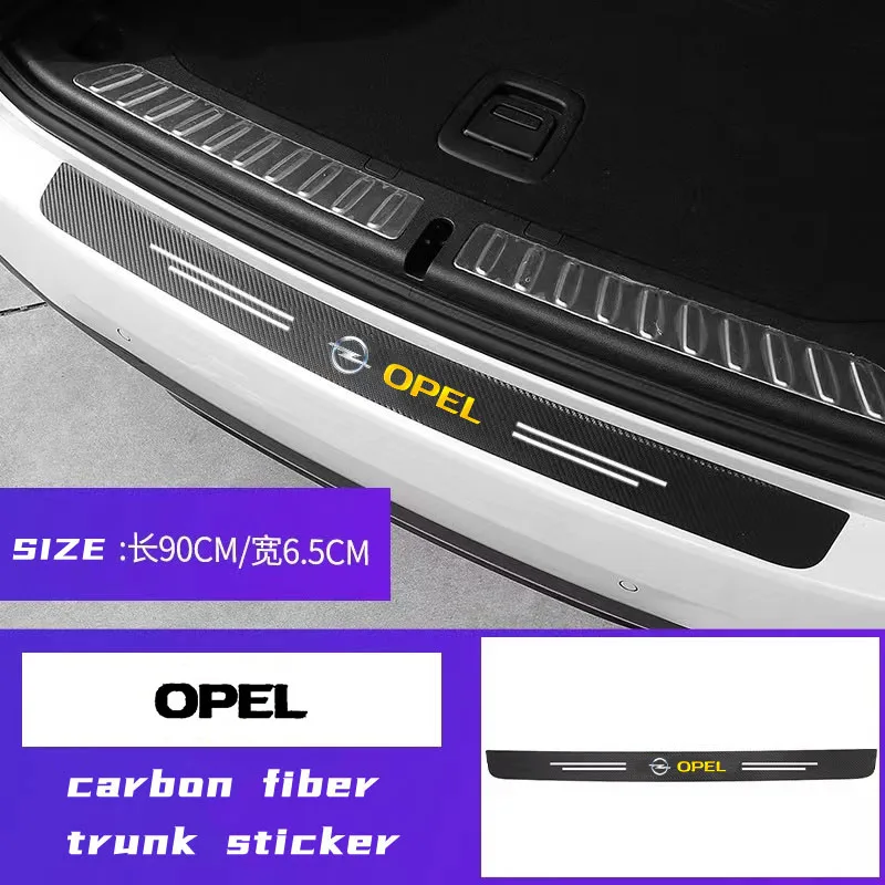 Наклейки для защиты порогов дверей и багажника автомобилей Opel Astra J, Insignia, Zafira, Mokka из карбонового волокна.