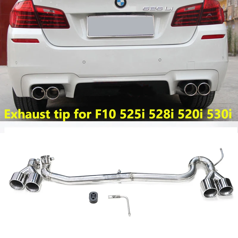 

304 Stainless Steel Quad Car Exhaust Tip For BMW F10 F11 520i 525i 528i 530i Muffler Tip Changed M5 Bumper Exhaust System Nozzle