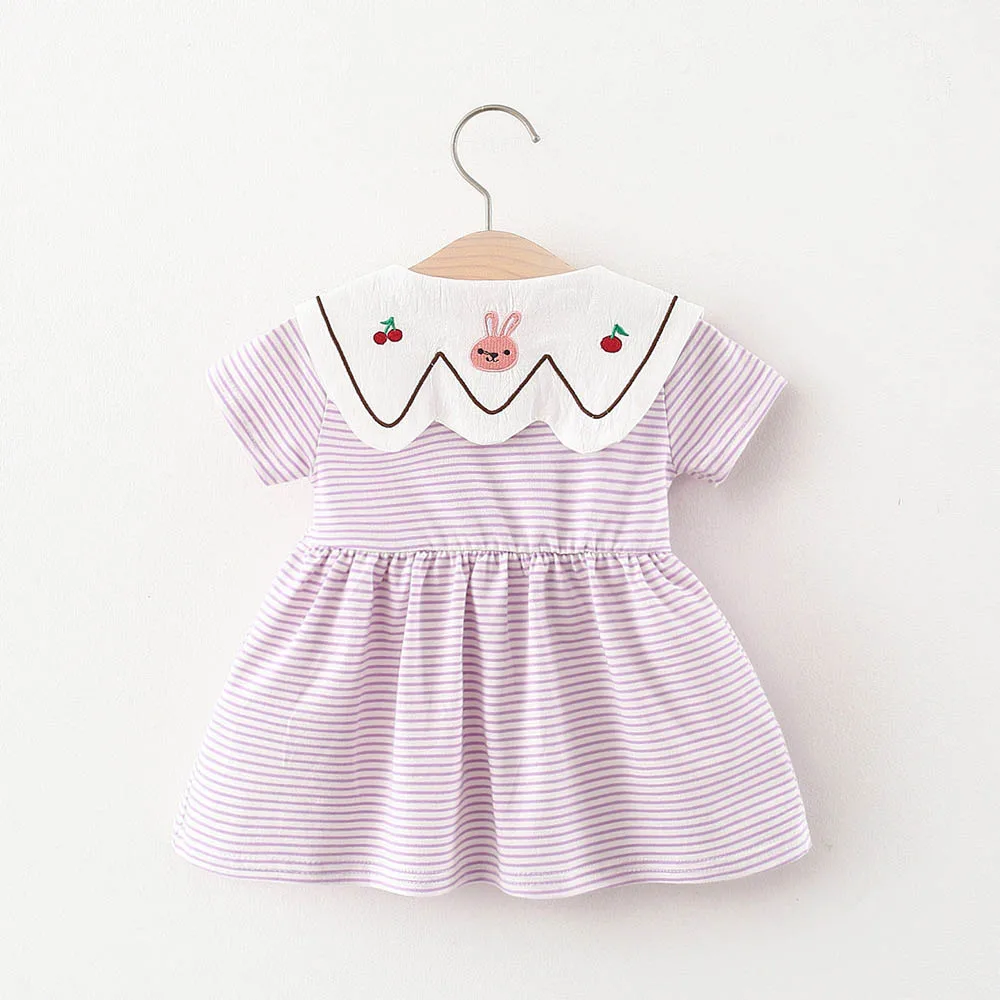 

Keelorn Dress Girl Outfit 2022 Summer Newborn Baby Girl Doll Collar Striped Cute Tutu Dress Cartoon Dress Little Girls Clothing