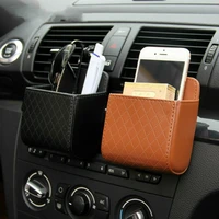 car organizer box bag air vent hanging case pocket faux leather car mobile phone glasses holder in auto interior accessories