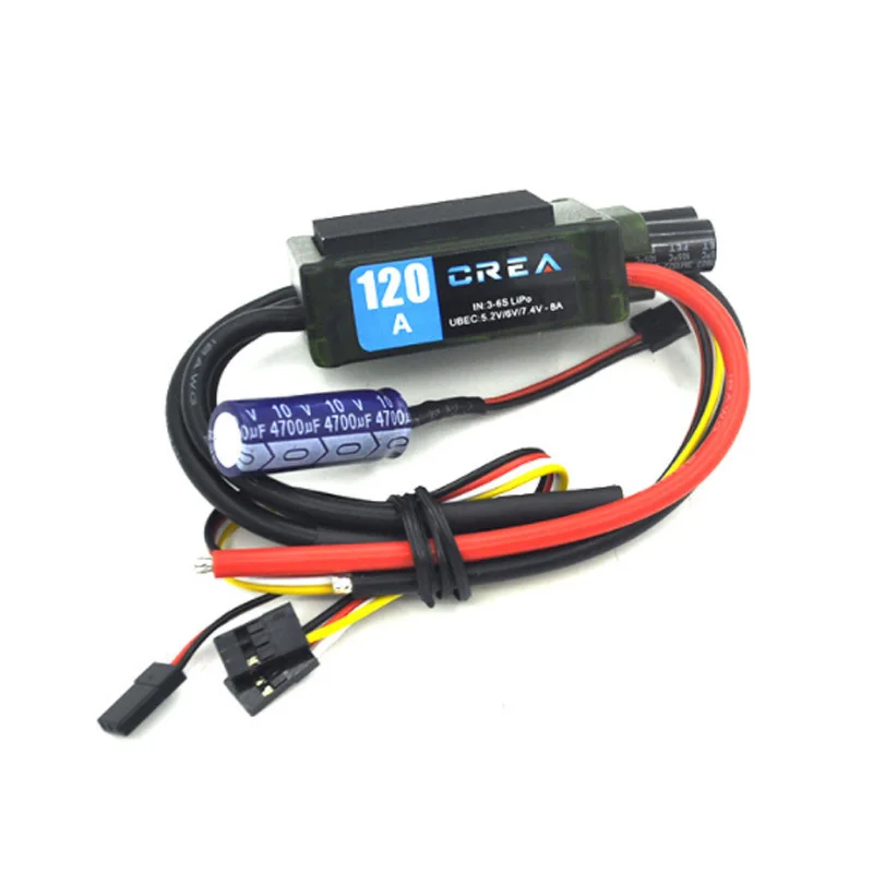 RC CREA 120A 3-6s Brushless ESC built-in BEC with One Key Reverse Brake and Function for Fixed wing Ducted Airplane Drone enlarge