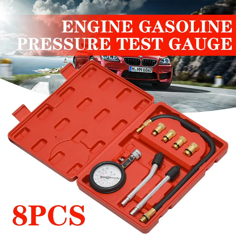 

8Pcs Compression Tester Kit 0-300 PSI Petrol Gasoline Engine Cylinder Pressure Gauge Automotive Tool for Motorcycle Car Truck