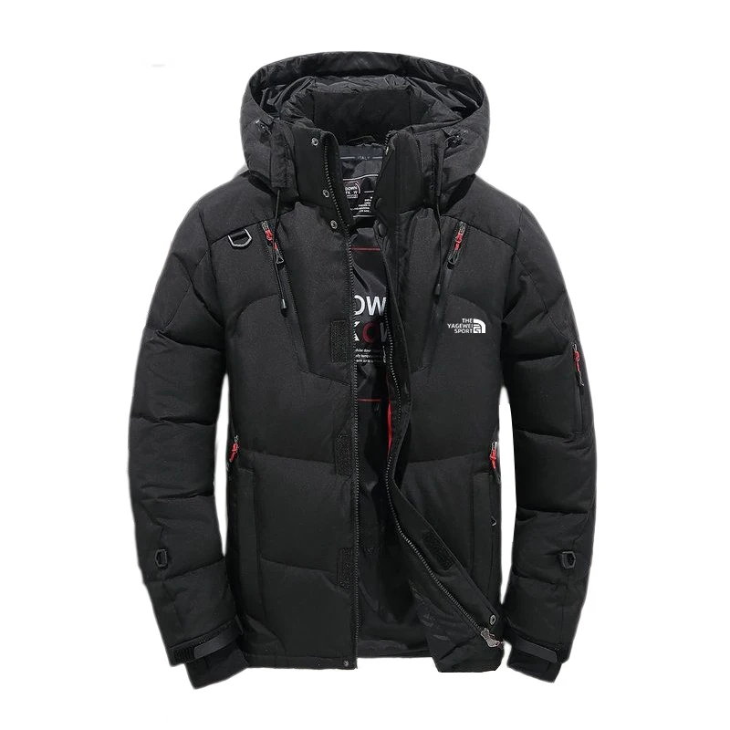 

Men's Winter Warm 90% Duck Down Brand Jacket Ski Snow Thick Hooded Puffer Coat With Zipper Top Casual Parka