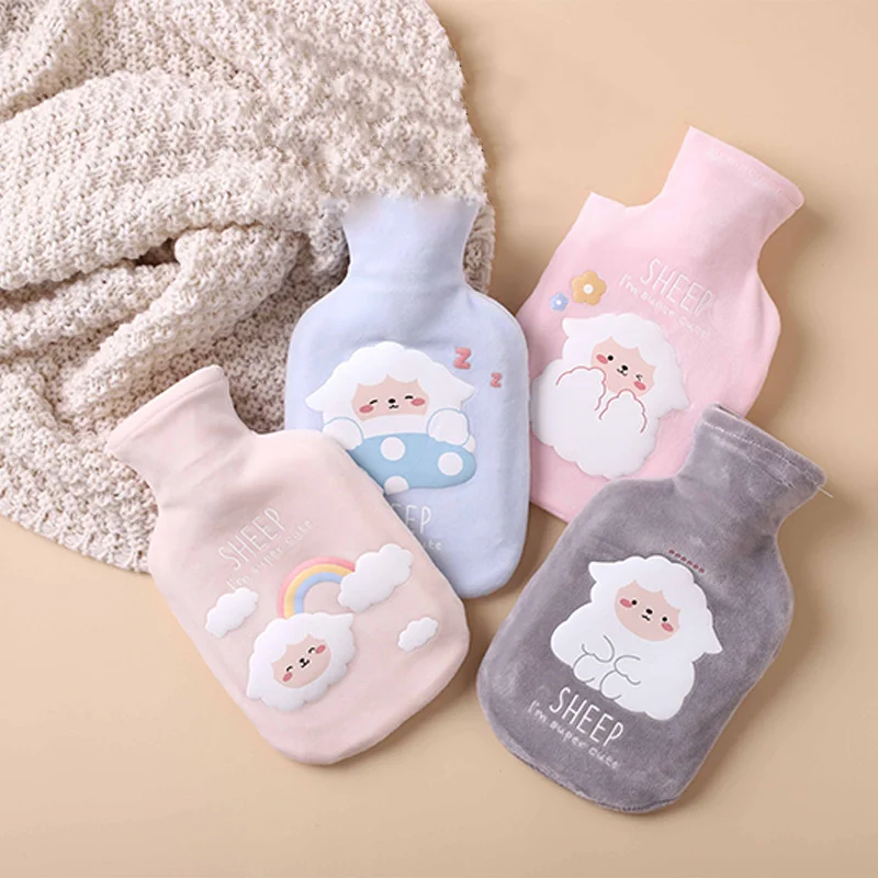 

1000 мл утолщенная ПВХ сумка для горячей воды, мультяшный плюшевый тканевый чехол, кавайная грелка для рук, зимний взрывозащищенный термос дл...