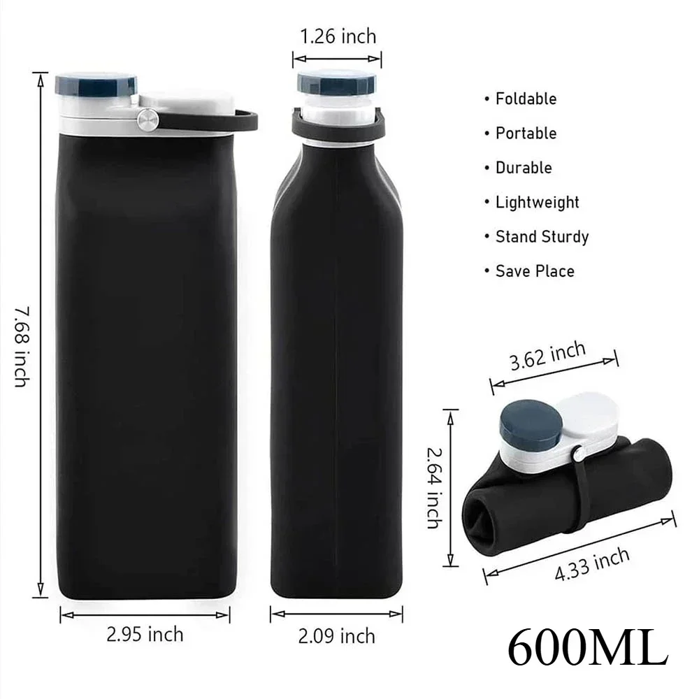 600 мл складные бутылки для воды чашки герметичный клапан складная дорожная