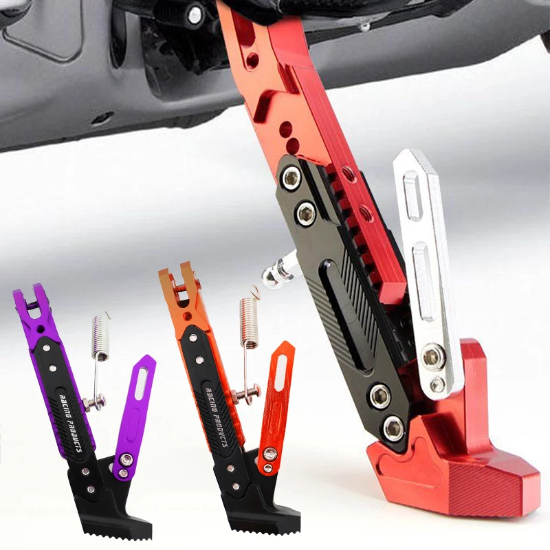 

Motorcycle Stand Adjustable CNC Metal Moto Foot Bracket Durable Corrosion Resistant Motorbike Parking Side Support Stand Holder