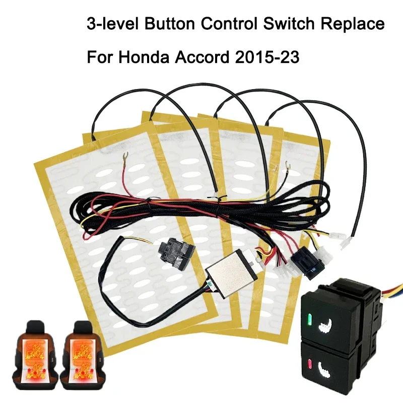 

Встроенный обогреватель автомобильного сиденья, подходит для 2 сидений, 12 В постоянного тока, грелка из сплава, 3-уровневый кнопочный переключатель управления, замена для Honda Accord 2015-23