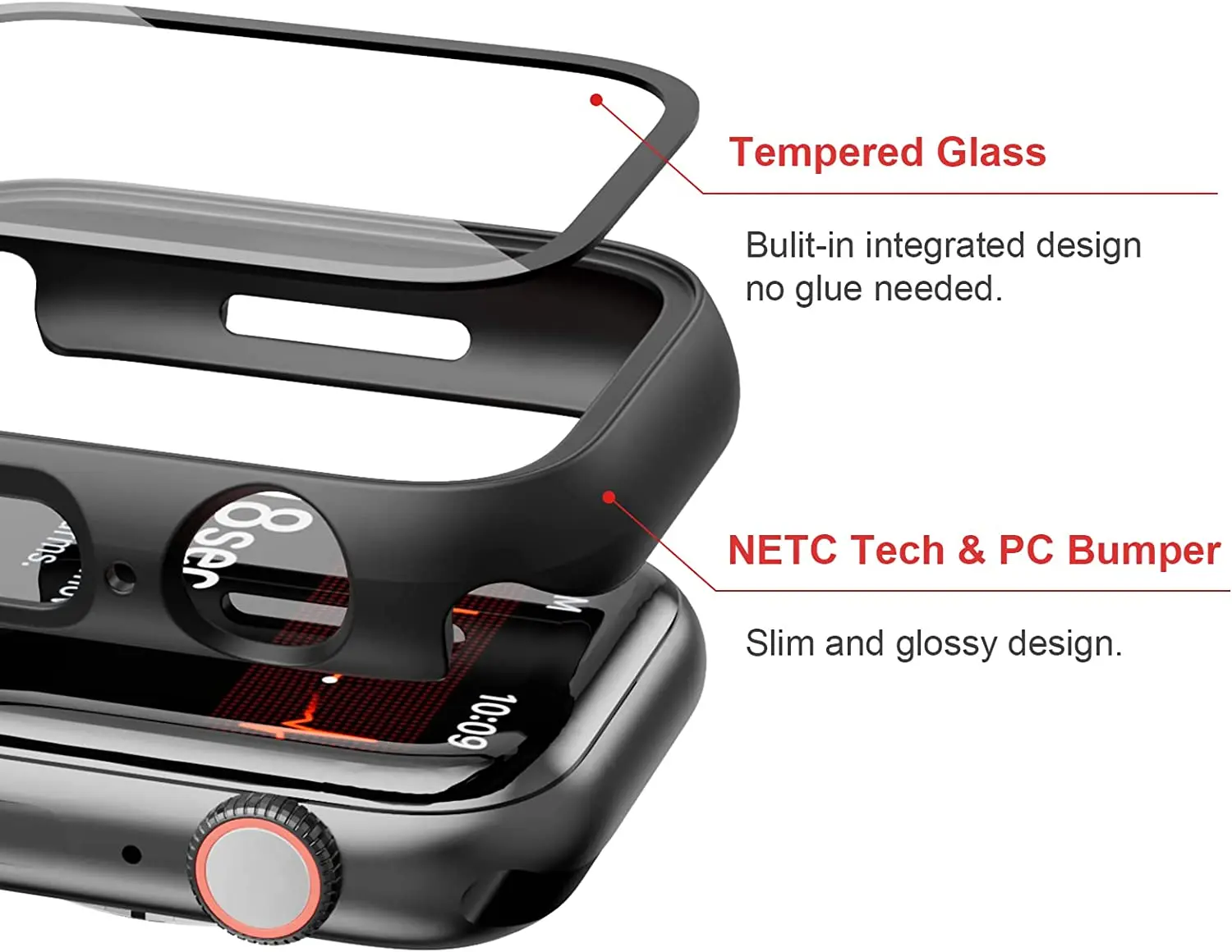 Glass+Cover for Apple Watch Screen Protector Case 44mm 40mm 41mm 45mm 42mm 38mm Scratch Resistant Protective iWatch 8 7 6 SE 5 3