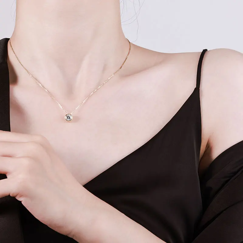 DUHO 6 5 мм круглое ожерелье с подвеской из муассанита и GRA для женщин серебро 925