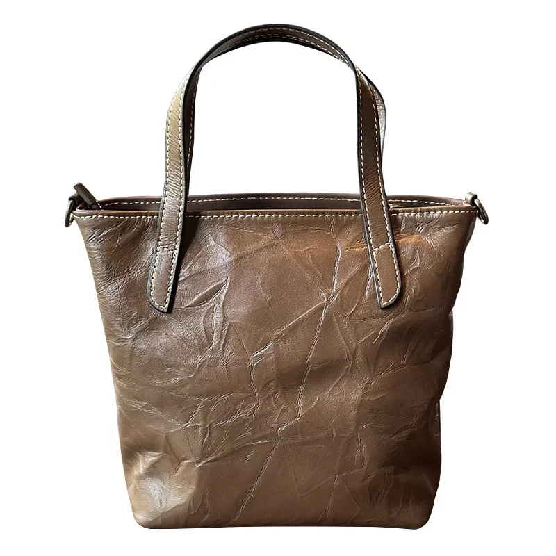 Японские нишевые дизайнерские сумки из воловьей кожи однотонные складные