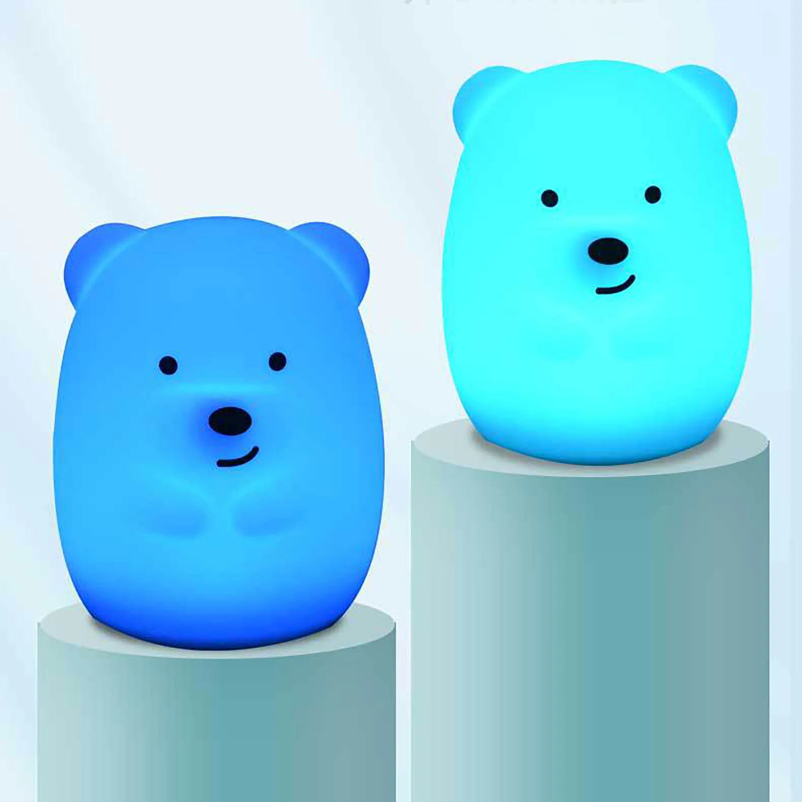 

Colorful Little Bear Alpaca Silicone LED Night Light Touch Sensor Light Children Kawaii Room Decor Night Lamp Bedroom Light