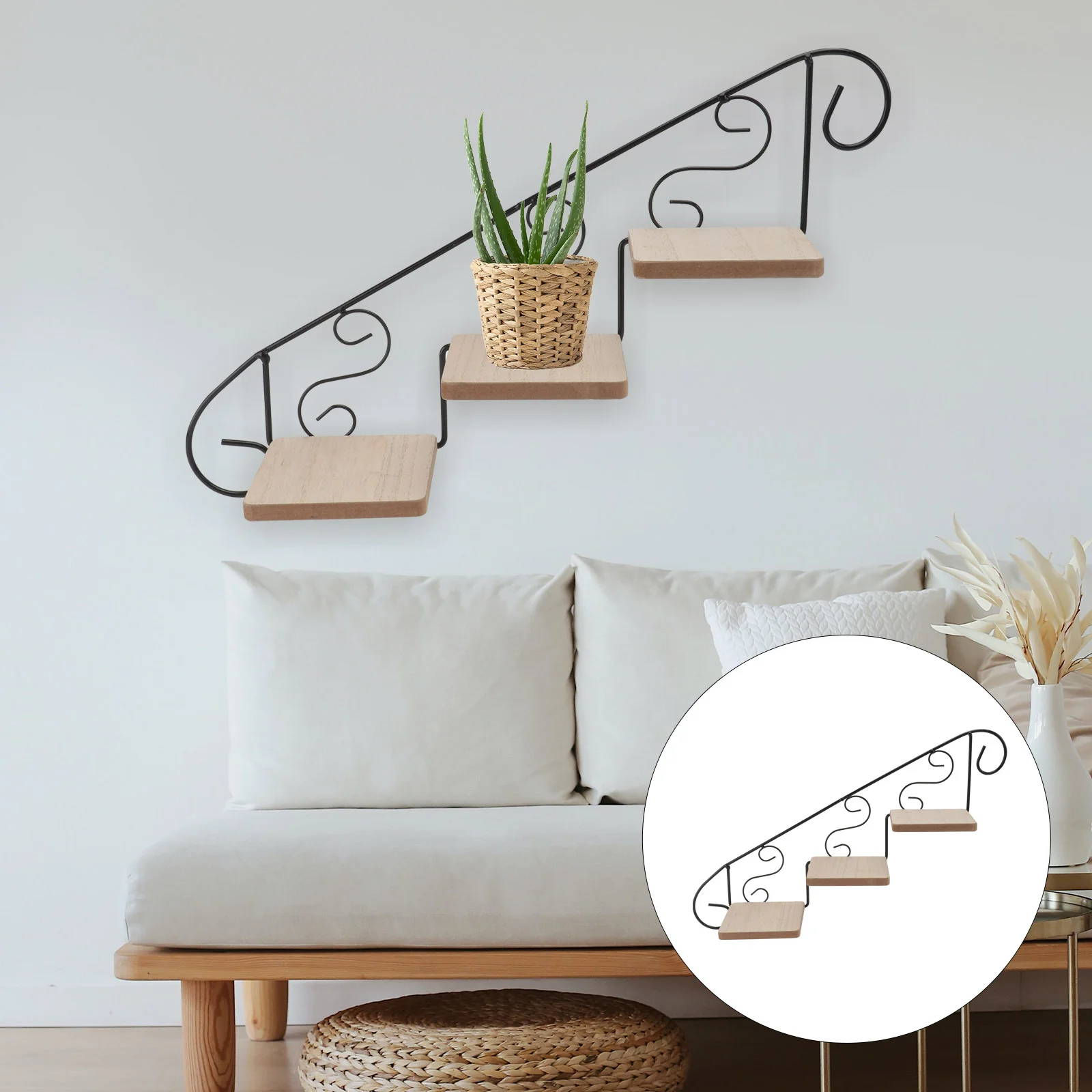 

White Corner Shelf Black Metal Shelves Display Wall Mounted Holder Garden Glass