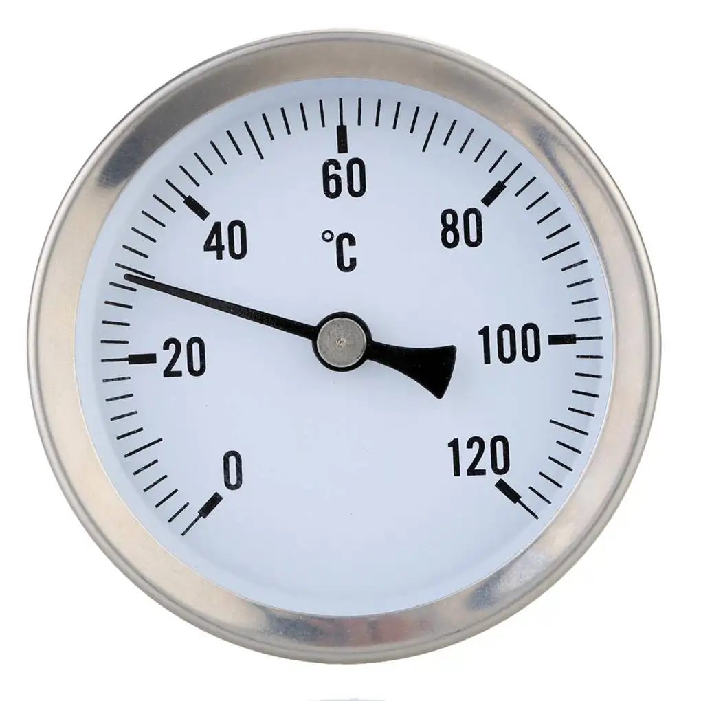 

Термометр из нержавеющей стали для горячей водопроводной трубы, 120 °, биметаллическая труба, водонепроницаемая, 63 мм, циферблат, Температурн...
