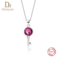 denean 100 925 sterling silver key lock necklaces austrian crystal multi colored pendant for women luxury quality jewelry