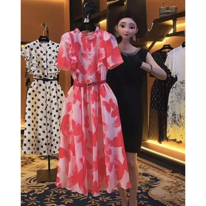 Женское плиссированное платье с коротким рукавом длинное винтажное