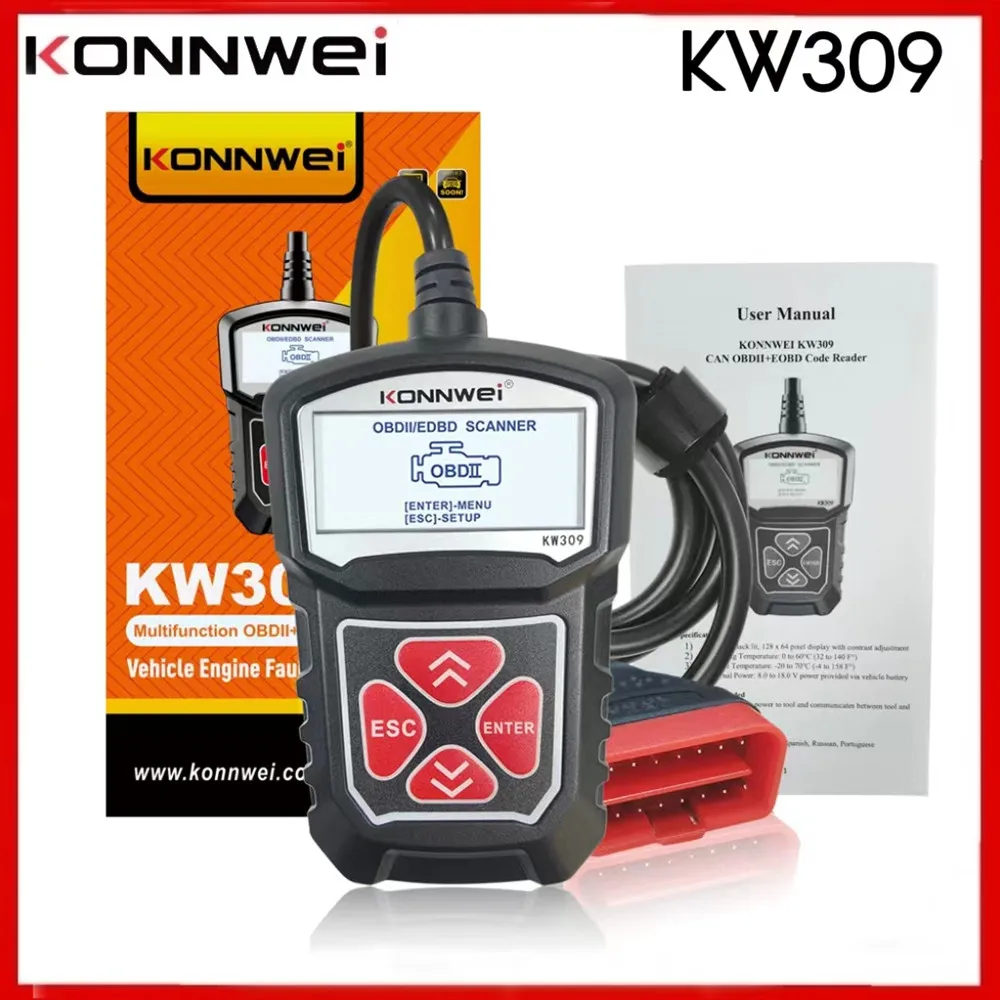 

KONNWEI KW309 Профессиональный Автомобильный сканер OBD2 считыватель кодов двигателя инструмент для диагностики автомобиля/KW208/KW510/KW310/KW650