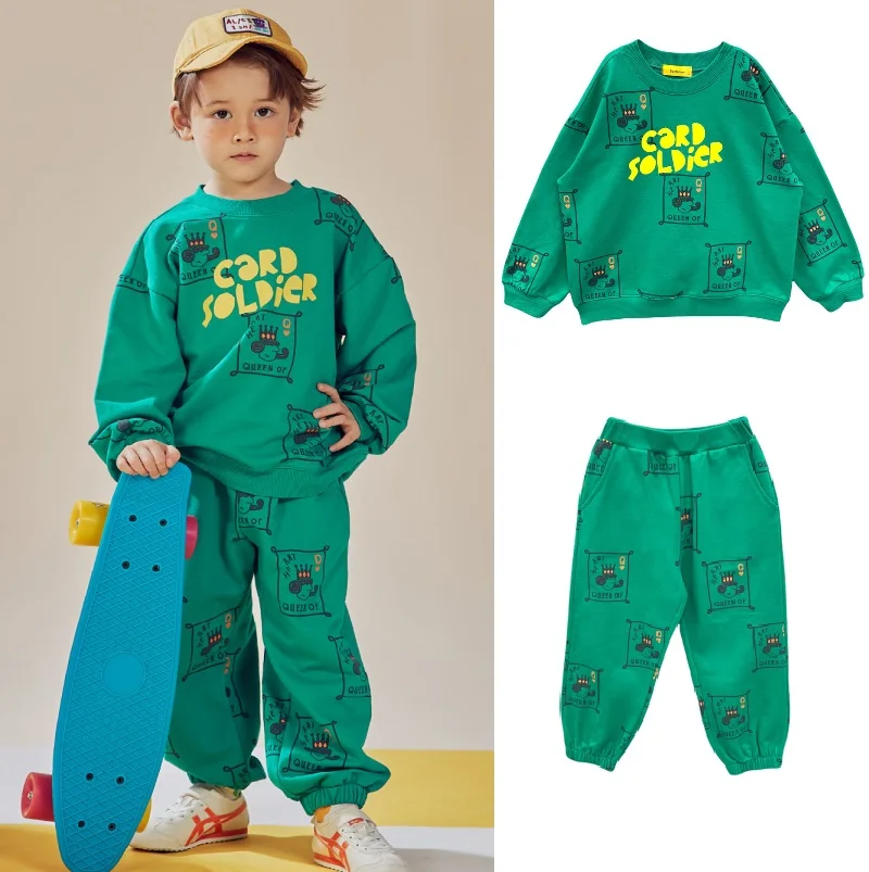 

Kids Clothes Sweatshirt Pant Suit 2 Pcs 2022 Spring Summer New Korea Brand BE Blue Set Toddler Boys Girls Children's Clothing