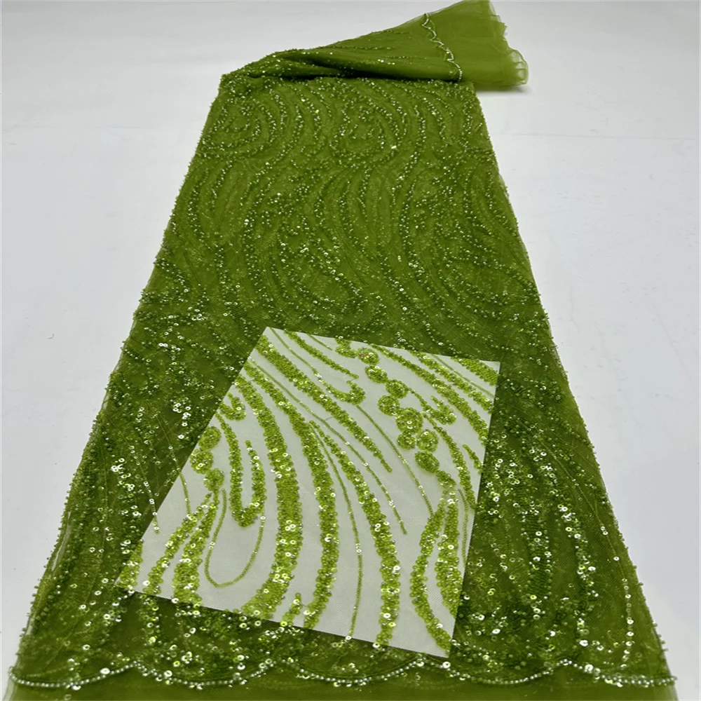 Новинка 2024 африканская нигерийская Изысканная кружевная ткань с блестками и