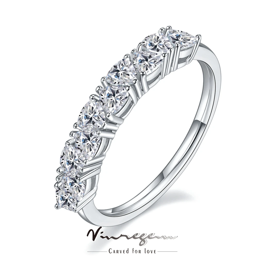 

Vinregem Real 925 Sterling Silver 3EX Triangle D Moissanite 100% Pass Test Row Diamond Ring for Women Classic Gift Drop shipping