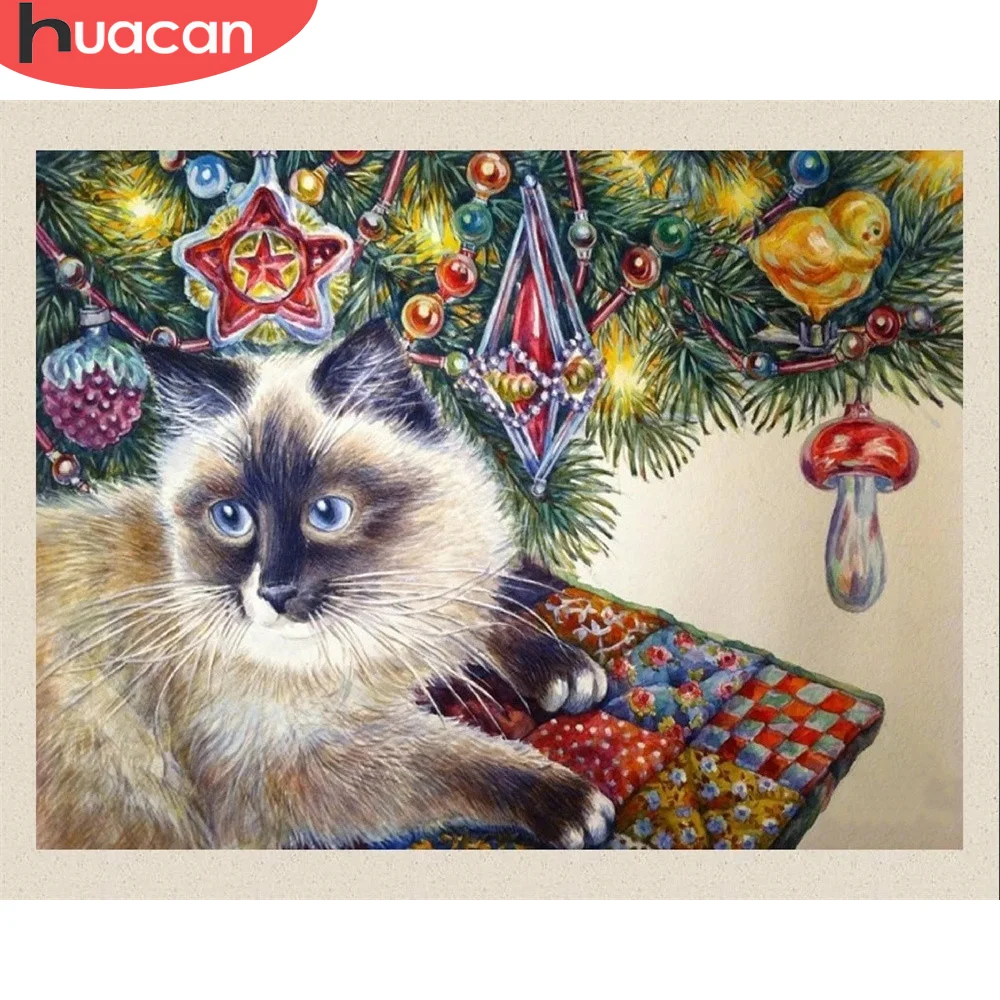 

HUACAN Painting By Number Cat Wall Art DIY Frame Picture By Numbers Animal Acrylic Canvas Painting Children's Room Decor