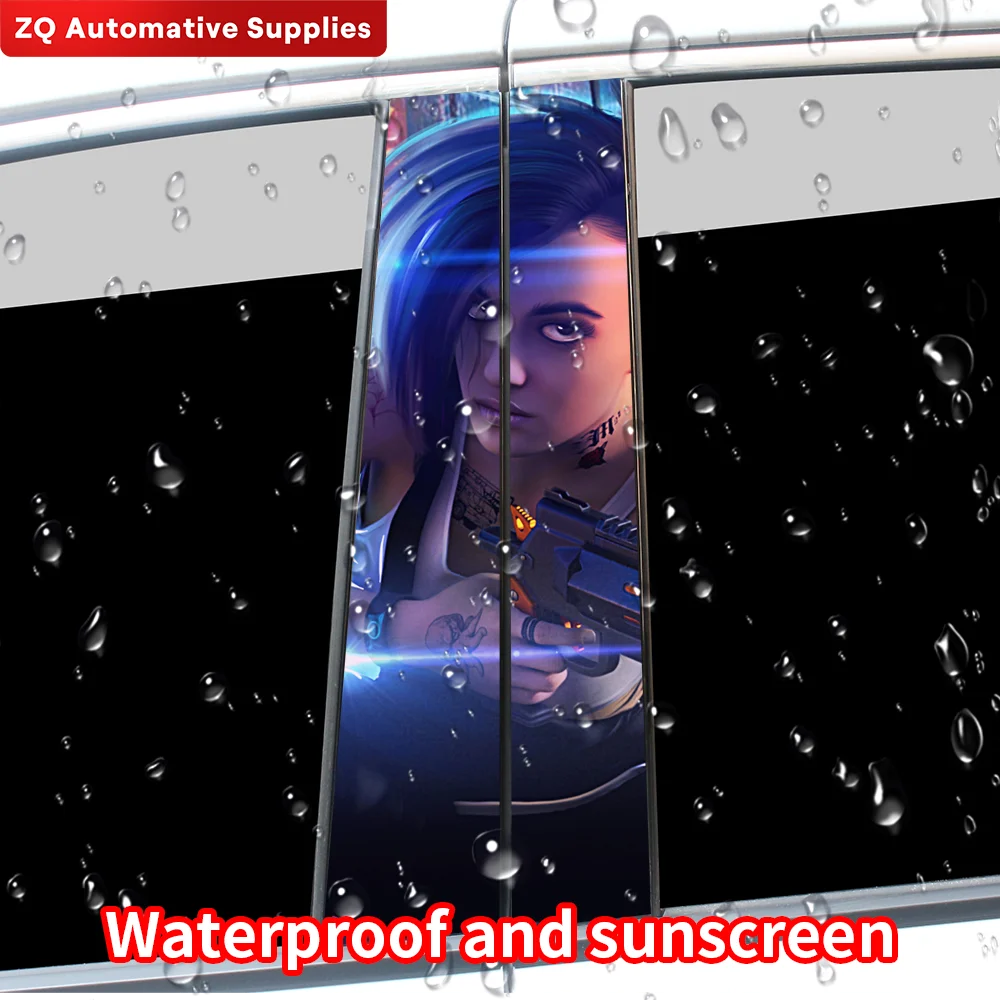 Cyberpunk Beauty Eyes Car Stickers B-pillar Vinyl Decals Waterproof Auto Center Pillar Sticker Cover Scratches Vehicle Decor