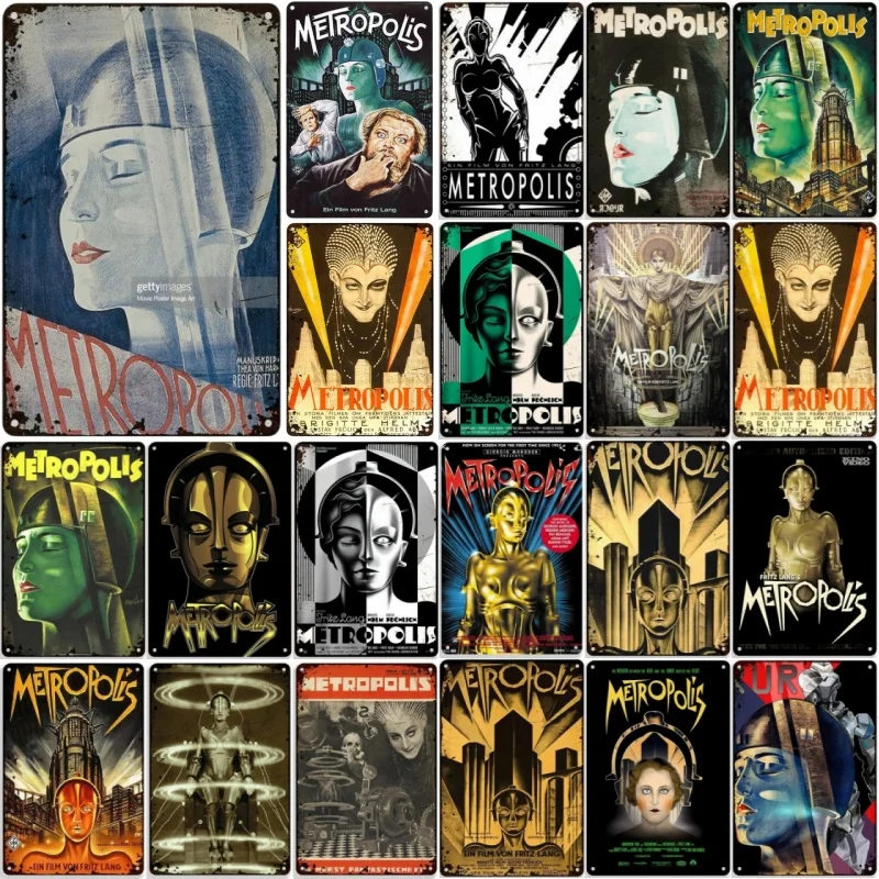 Винтажная Металлическая Вывеска 1927 Немецкая Пленка Метрополис Настенная