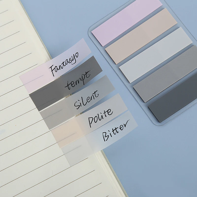 

1Set Translucent Morandi Index Flags Memo Pad Sticky Notes Paper Sticker Notepad Bookmark School Supplies Kawaii Stationery