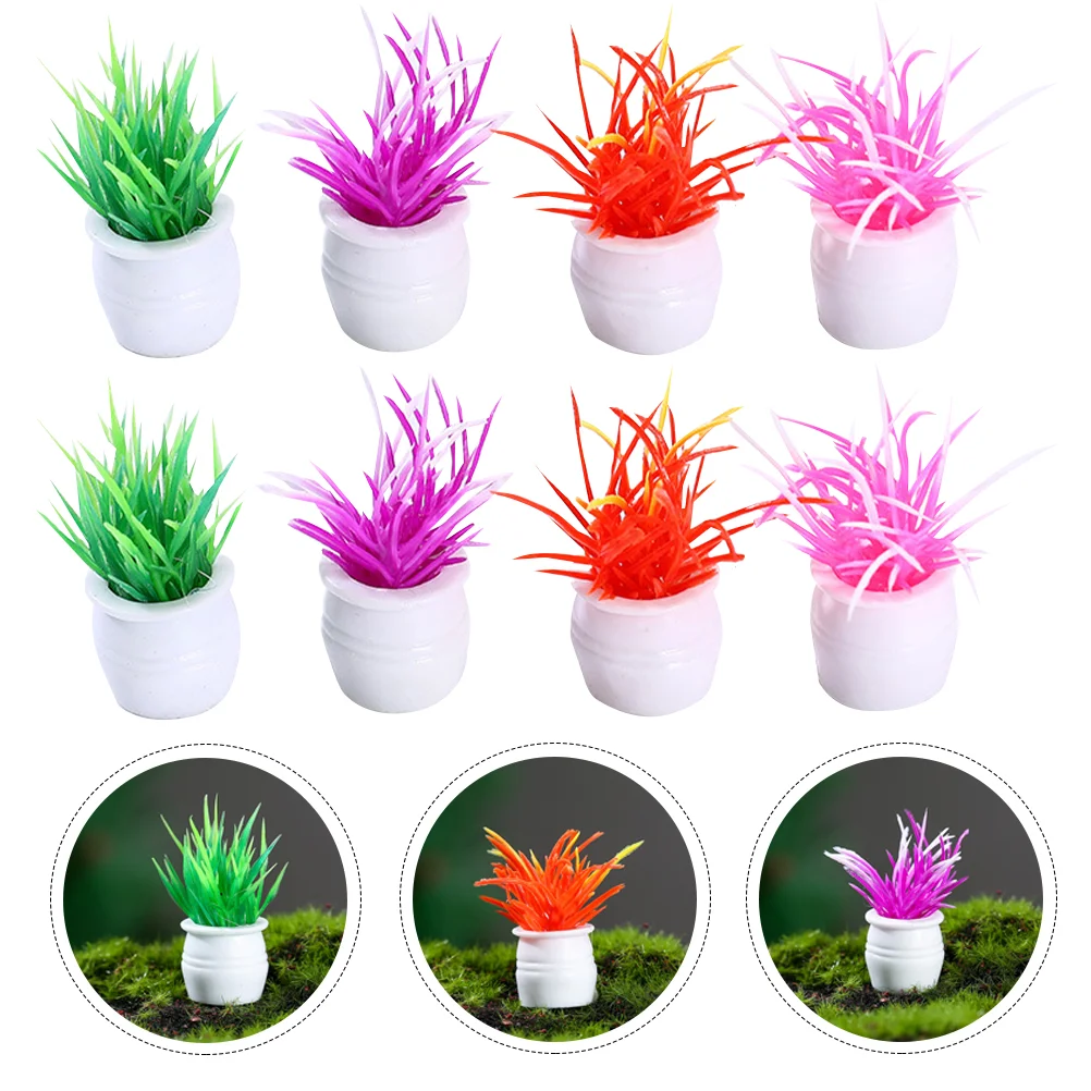 

8Pcs Creative Decorative Funny Artificial Bonsai Miniature Plants Miniature Flower Pots Fake Bonsai Plants