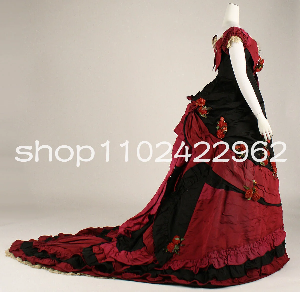 Бордовые Черные викторианские выпускные платья 3D цветочный розовый