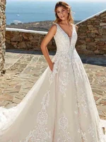 luojo boho wedding dress charming mermaid v neck appliques buttonstea length bridal gown for women custom made vestidos de novia